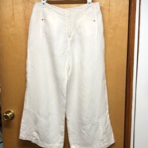 Linen Philippe Adec Paris, white linen capris size 10